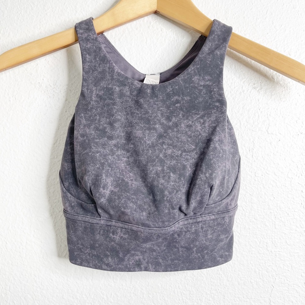 Lululemon Ebb to Train‎ Bra Purple Grey Acid Wash Marble High Neck Racerback 2